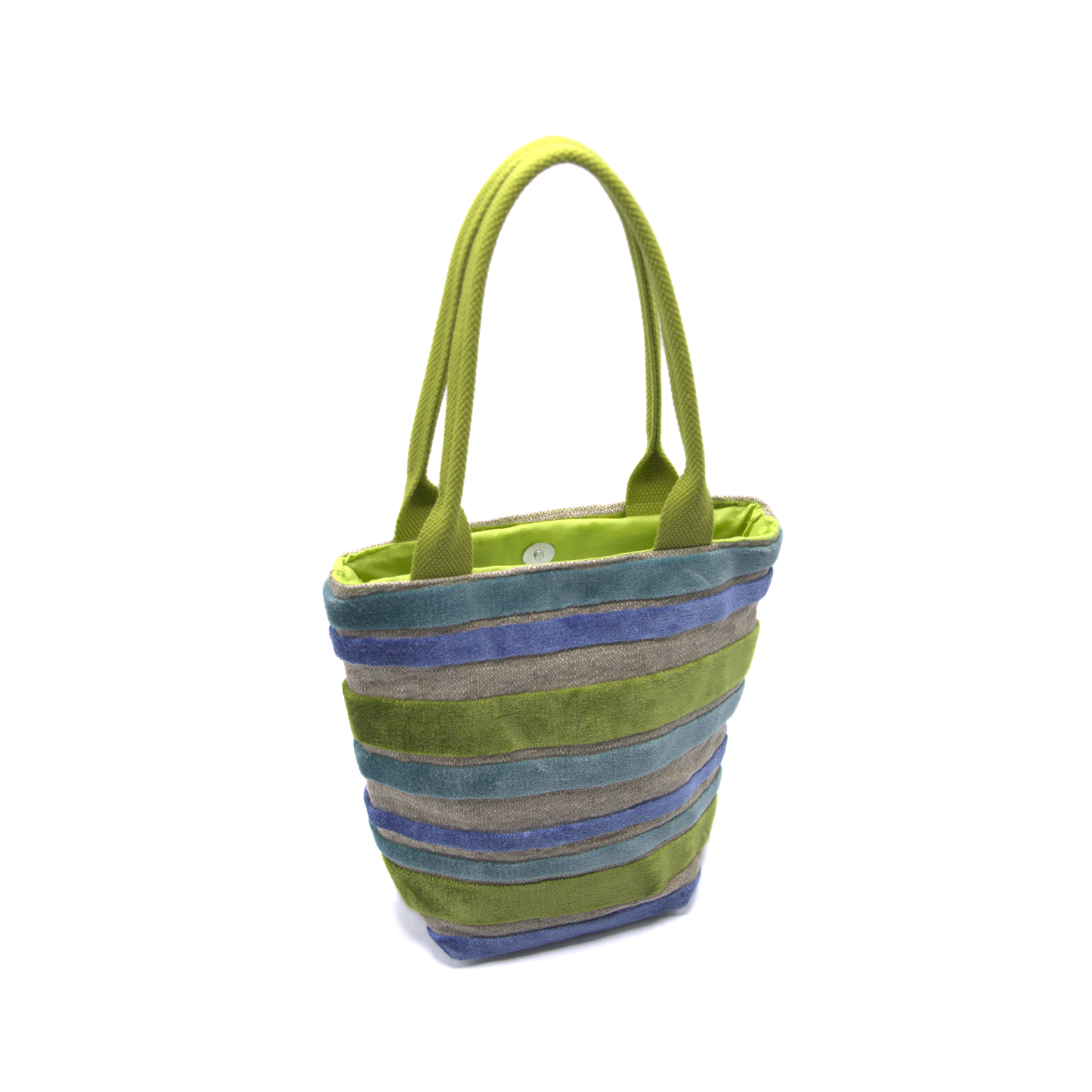 TOTE Coco Rayé - azzurro e verde mela